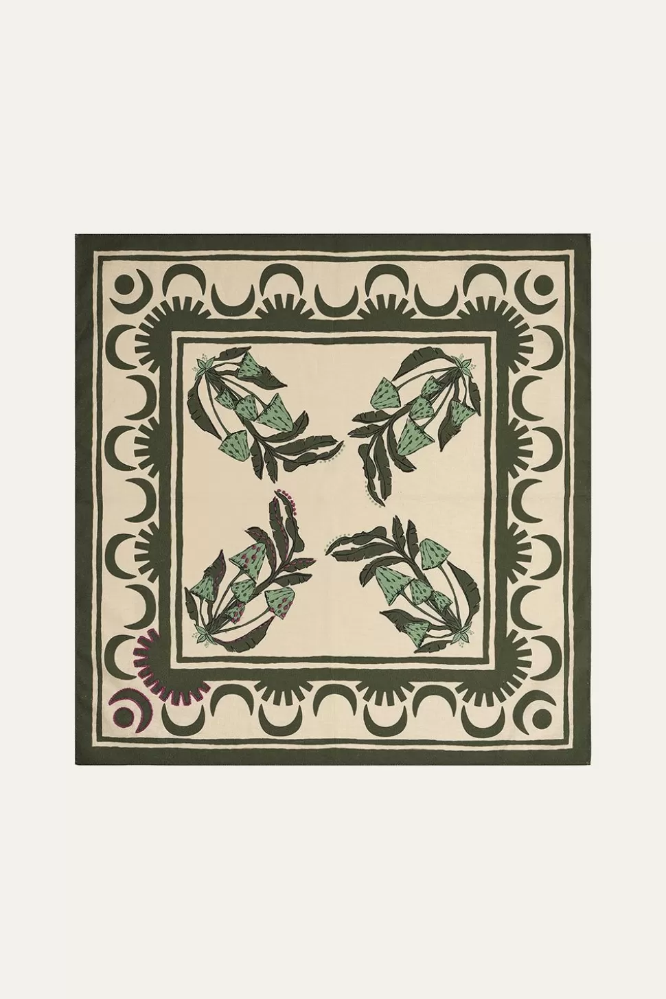 Johanna Ortiz Table Linens | Secret Life Of Funghi Cloth Napkins In Green Set Of 4